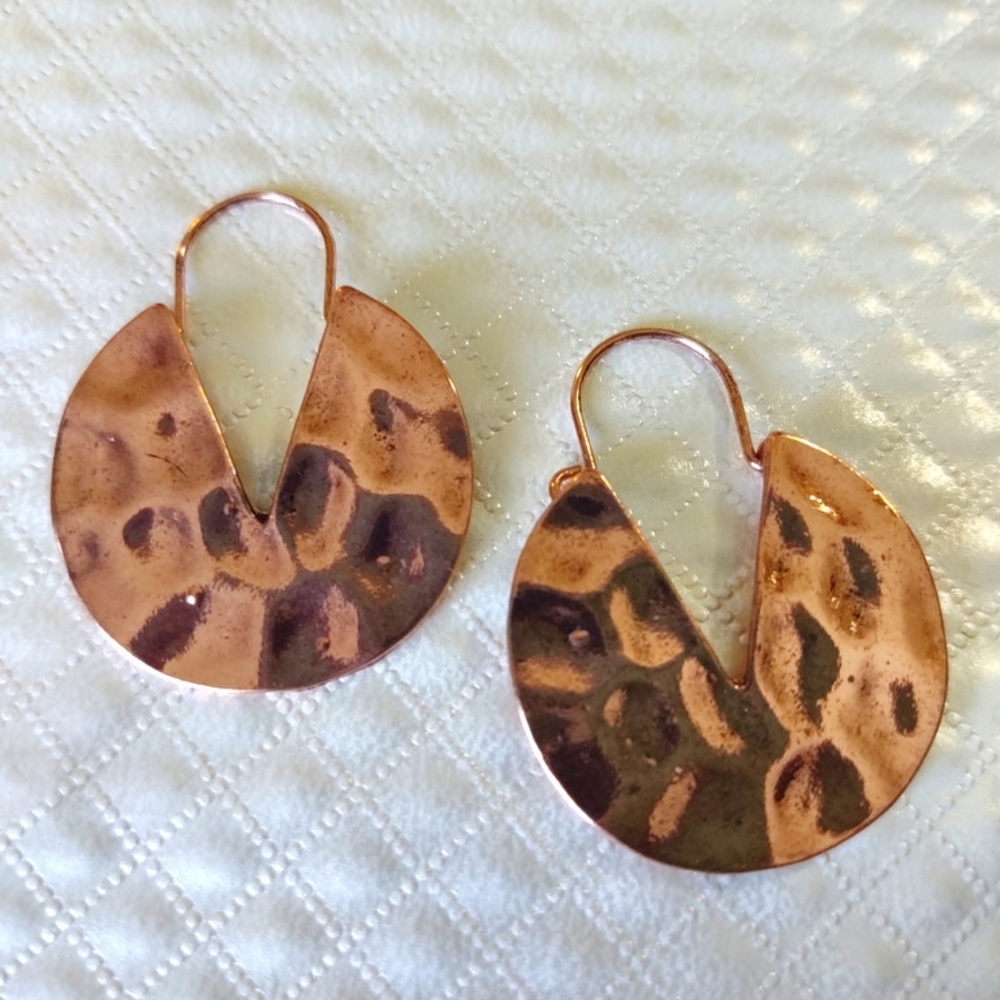 hammered copper earrings